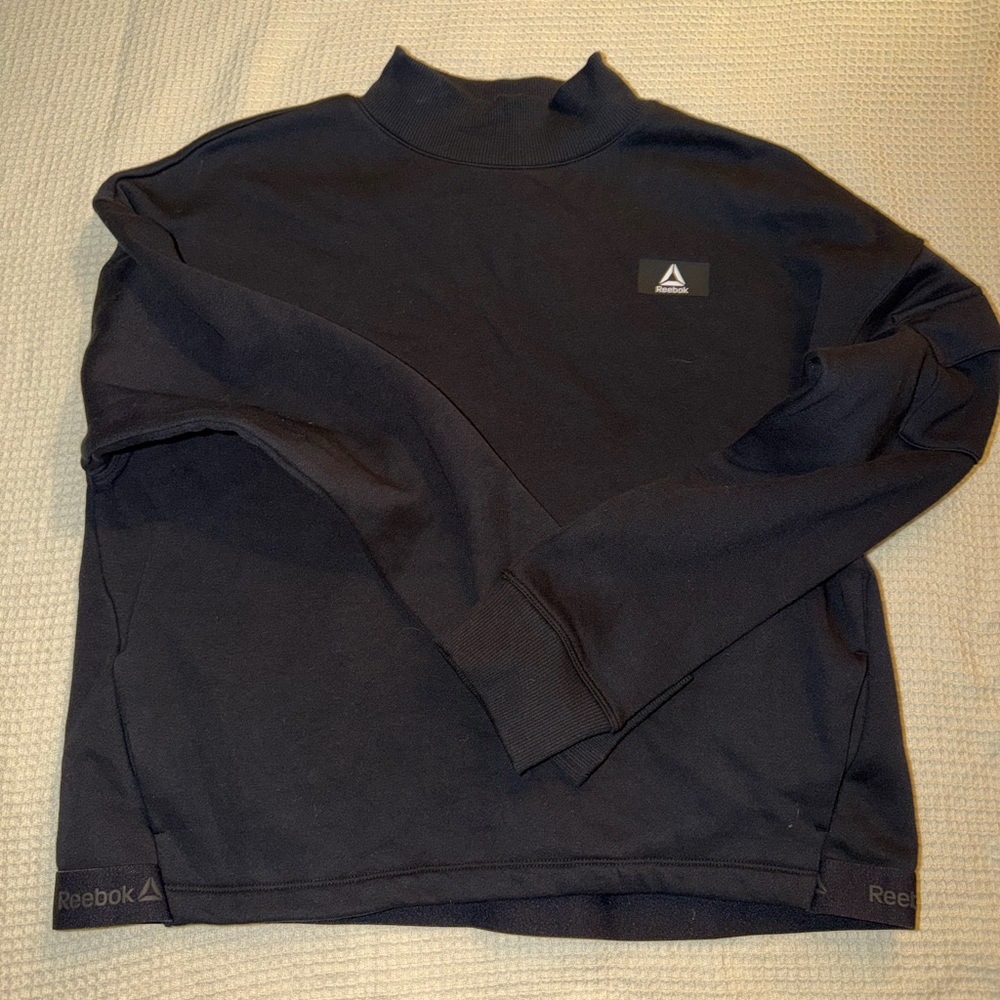 Reebok Mock Neck Sweatshirt Black Women’s Large Athletic Pullover